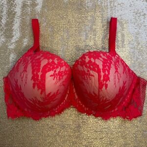 VICTORIA'S SECRET Red Lace Dream Angels Lined Demi Bra NWOT | 40DDD